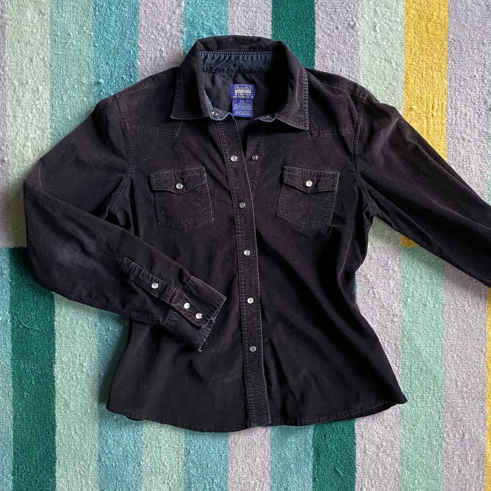 2000s B.U.M Equipment stretchy button down, size medium